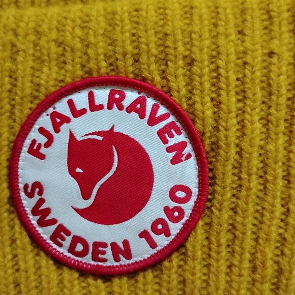 Fjallraven Unisex Adult Mustard Yellow 1960 Logo Hat Ribbed Knit Beanies - Picture 4 of 6